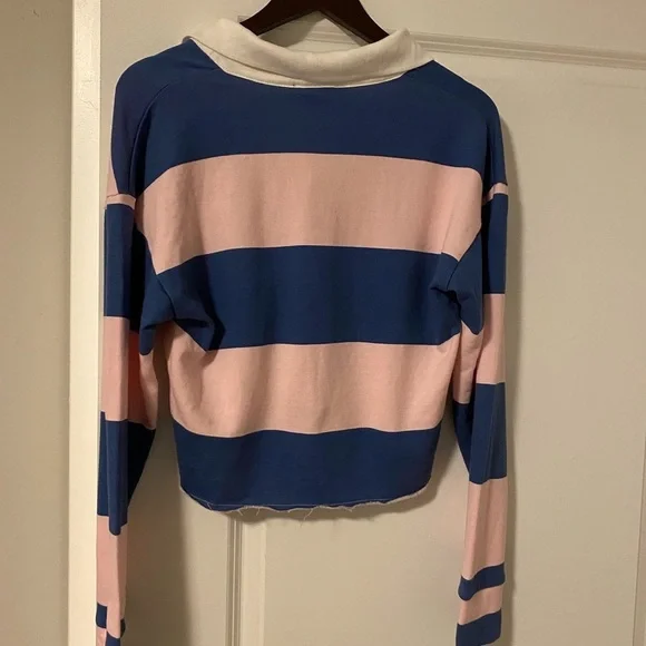 NEVER WORN! Striped Pink and Blue Long Sleeve Top - Picture 4 of 5